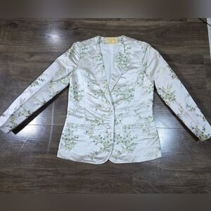 VTG Handmade Brocade Floral Blazer Jacket Cottagecore Wedding Formal Womens S/M